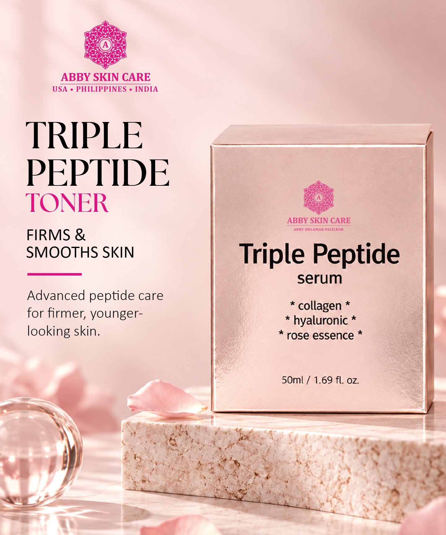 Triple Peptide Toner product packaging from Abby Skin Care