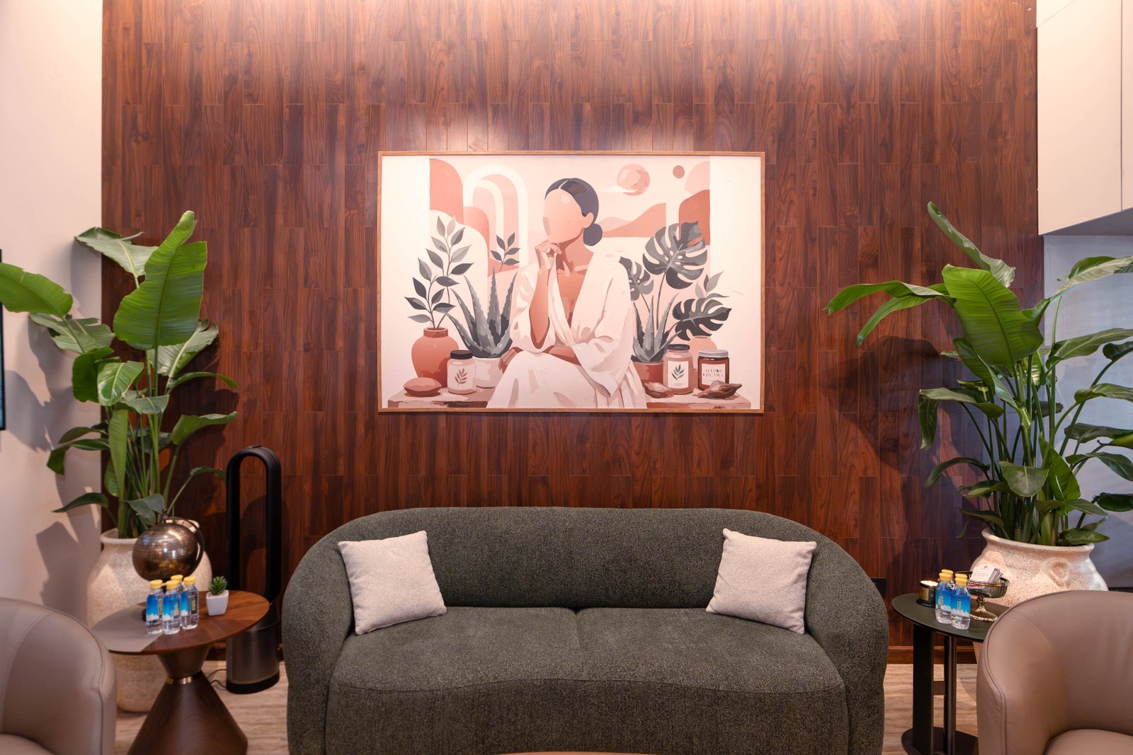 Lounge artwork and sofa at Abby Skin Care Chandigarh
